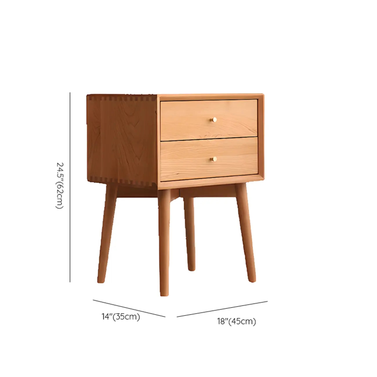 Natural Finish Wood Storage Nightstand with Legs