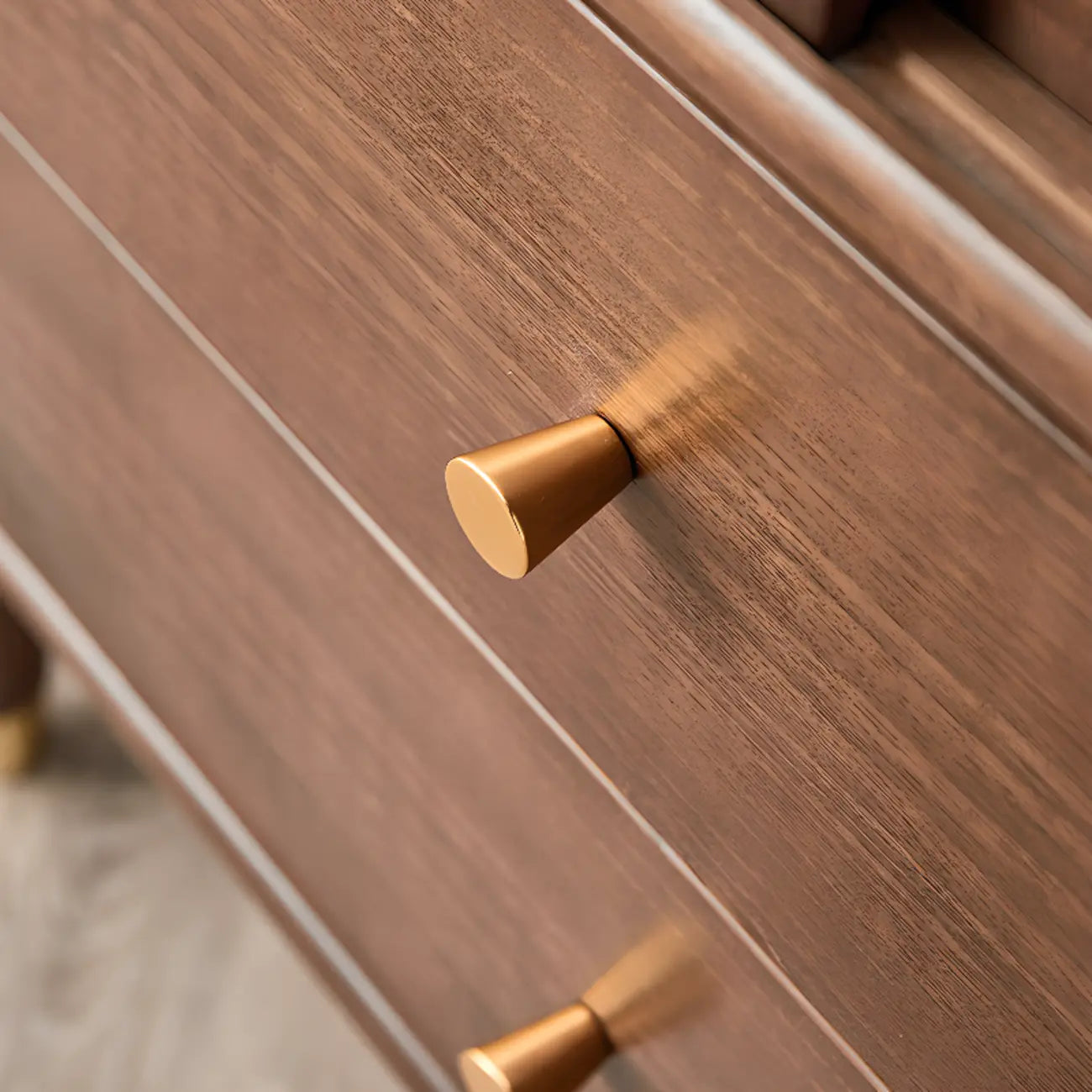 Nut-Brown Wooden 2-Drawer Glass Door Buffet Cabinet
