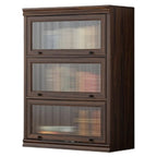 Mid-Century Modern Brown Wooden Glass Paned Storage Chest