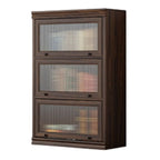 Mid-Century Modern Brown Wooden Glass Paned Storage Chest
