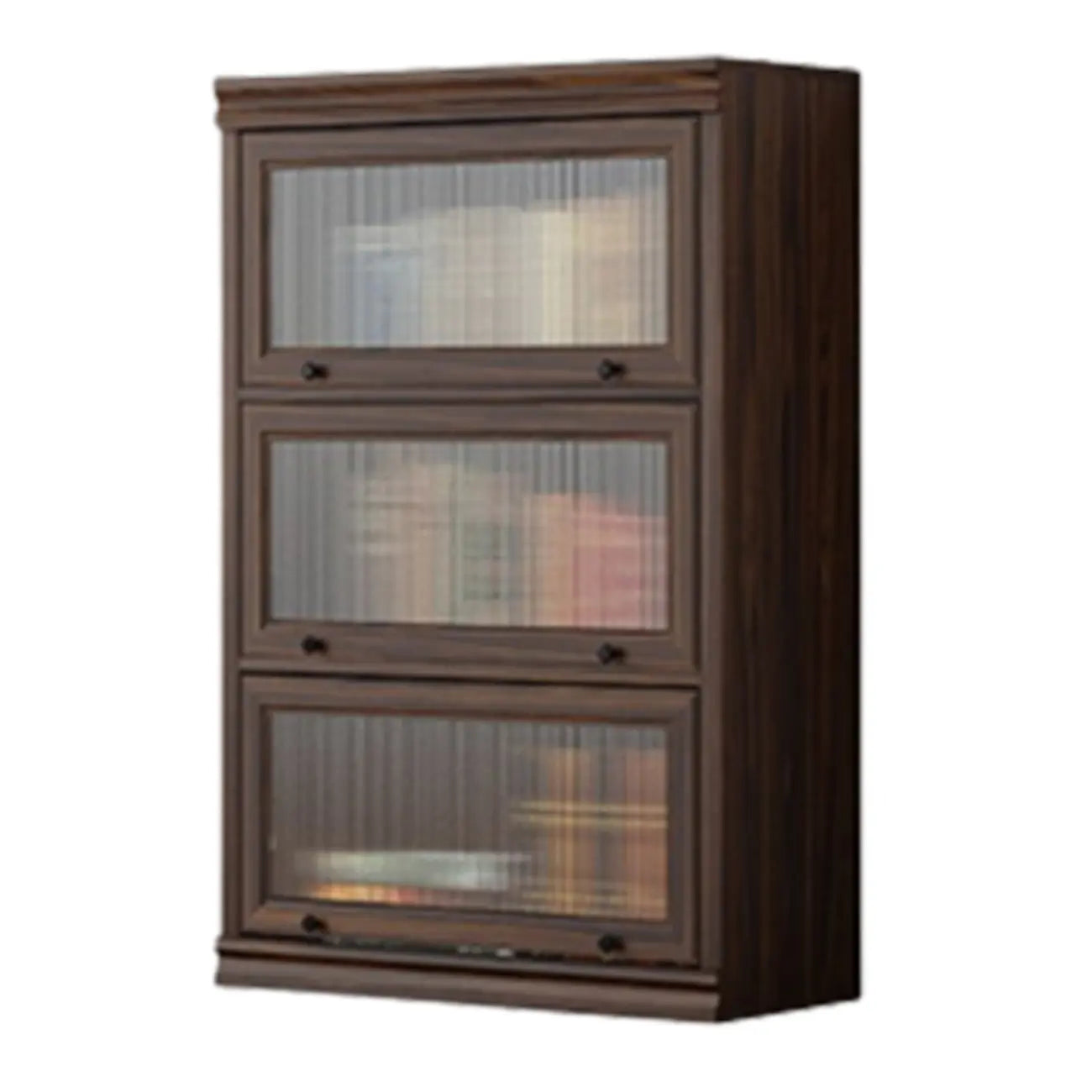Mid-Century Modern Brown Wooden Glass Paned Storage Chest