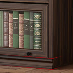 Mid-Century Modern Brown Wooden Glass Paned Storage Chest
