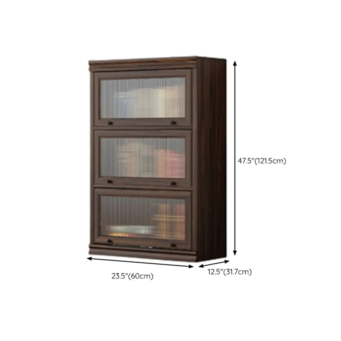 Mid-Century Modern Brown Wooden Glass Paned Storage Chest