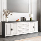 Modern Long Wood TV Stand with Cabinets