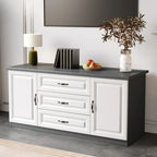 Modern Long Wood TV Stand with Cabinets