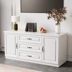 Modern Long Wood TV Stand with Cabinets