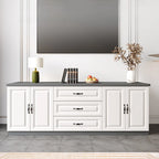 Modern Long Wood TV Stand with Cabinets