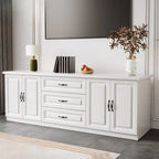 Modern Long Wood TV Stand with Cabinets