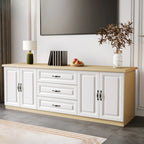Modern Long Wood TV Stand with Cabinets