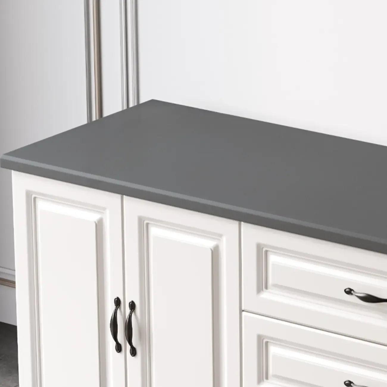 Modern Long Wood TV Stand with Cabinets