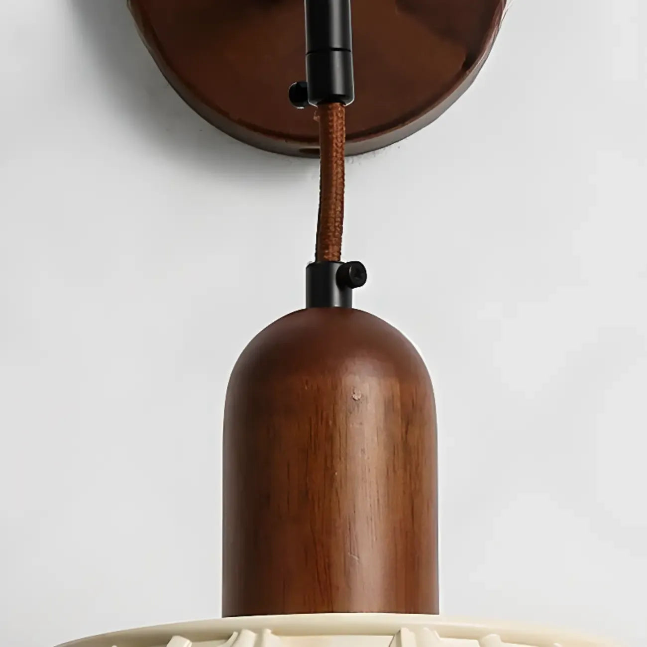 Vintage Geometric Beige Indoor Wall Sconce in Wood & Resin