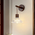 Elegant Geometrica LED Wood Glass Wall Sconce for Bedside