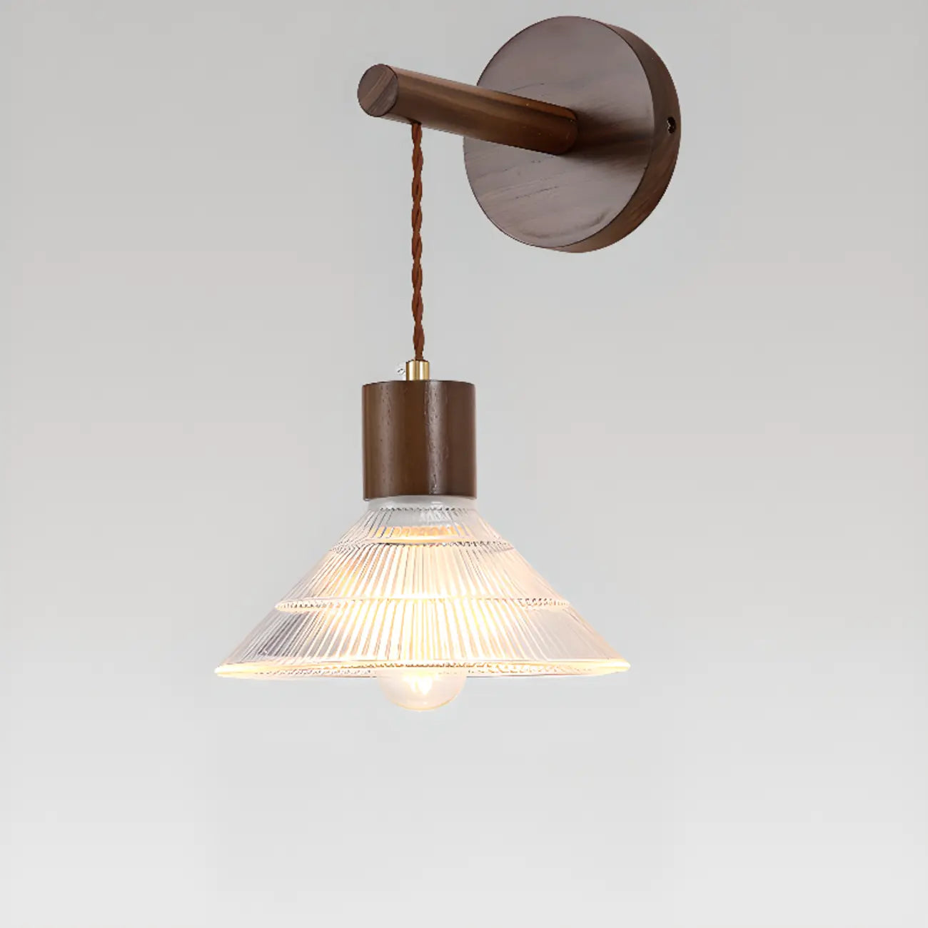 Elegant Geometrica LED Wood Glass Wall Sconce for Bedside