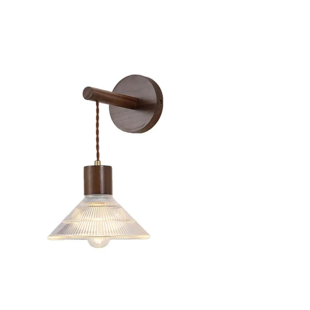 Elegant Geometrica LED Wood Glass Wall Sconce for Bedside