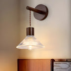 Elegant Geometrica LED Wood Glass Wall Sconce for Bedside
