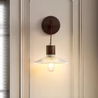 Elegant Geometrica LED Wood Glass Wall Sconce for Bedside