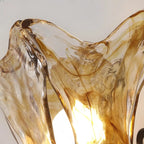 Vintage Hardwired Glass Up Wall Sconce in Amber & Metal