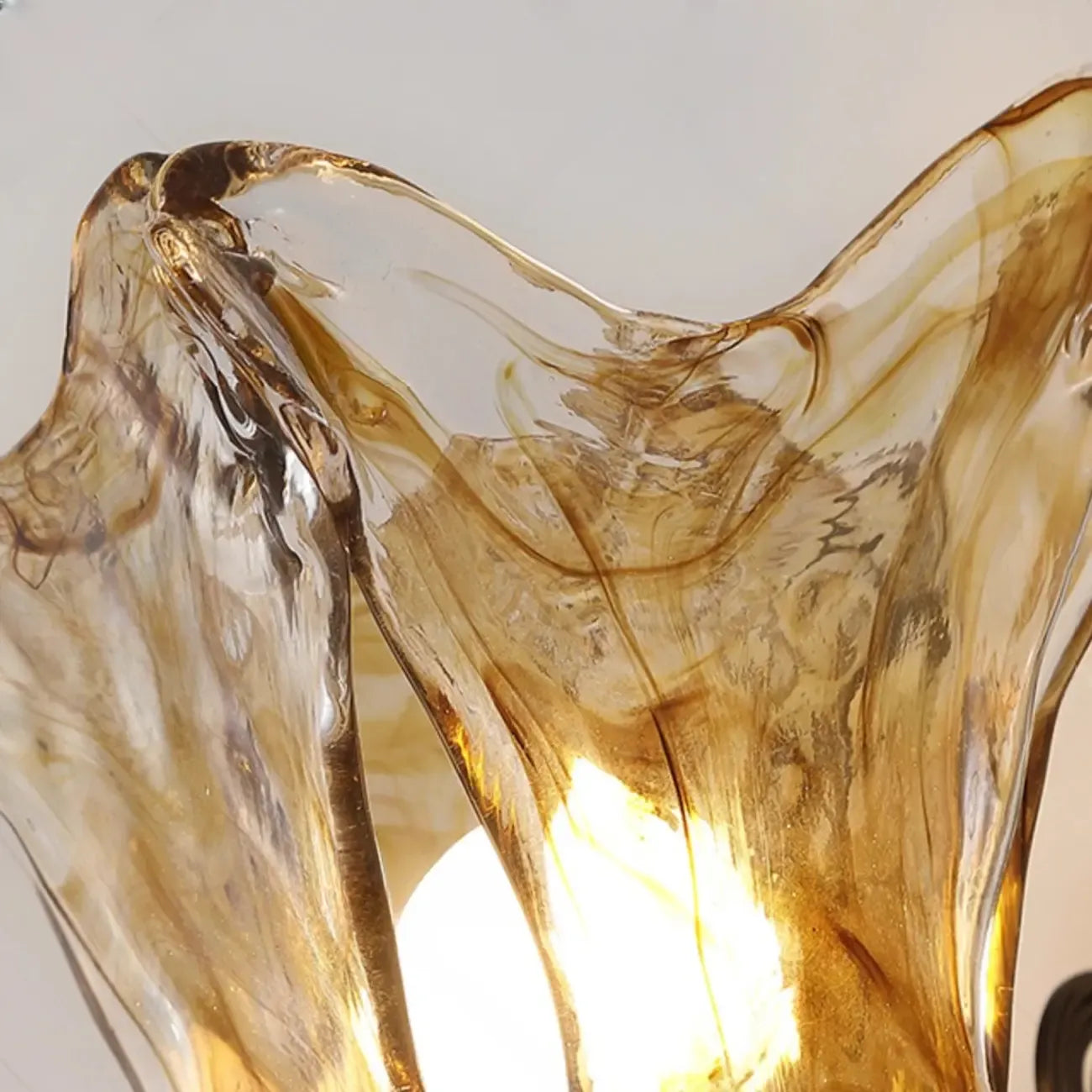 Vintage Hardwired Glass Up Wall Sconce in Amber & Metal