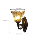 Vintage Hardwired Glass Up Wall Sconce in Amber & Metal