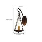 Vintage Hardwired Glass Up Wall Sconce in Amber & Metal