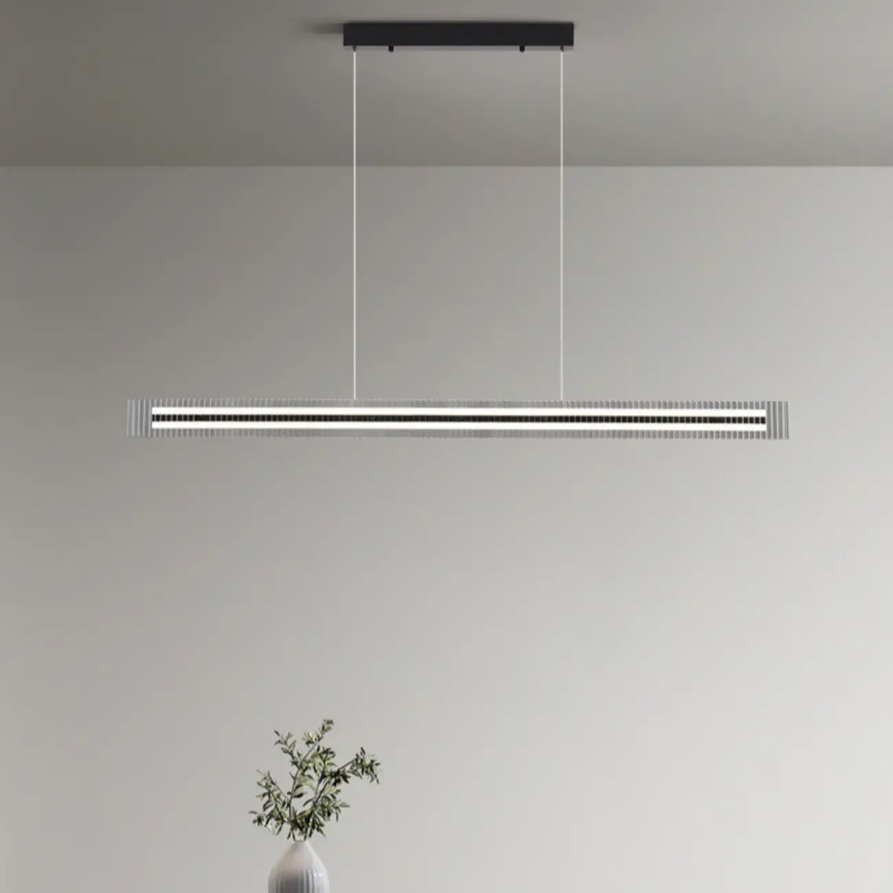 Modern Linear Black LED Hanging Pendant Lights for Kitchen