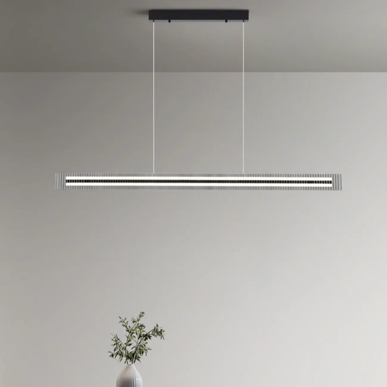 Modern Linear Black LED Hanging Pendant Lights for Kitchen