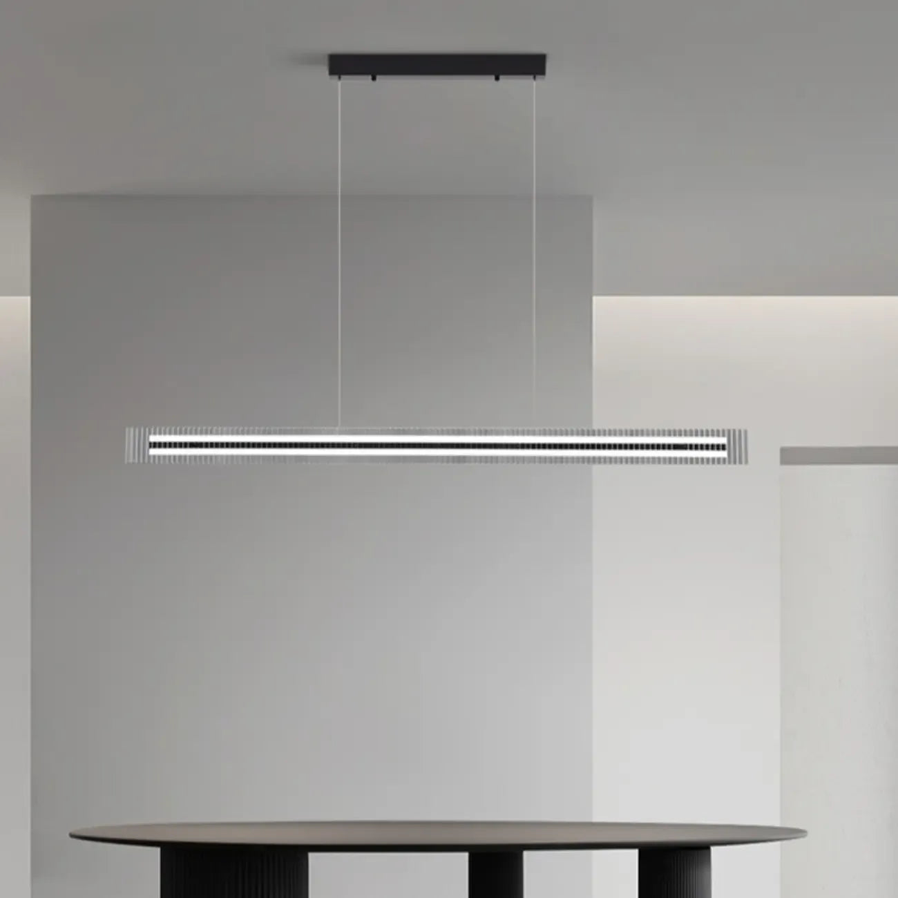 Modern Linear Black LED Hanging Pendant Lights for Kitchen
