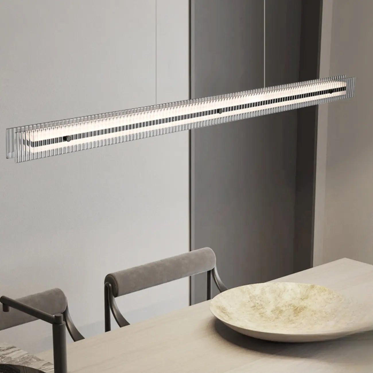 Modern Linear Black LED Hanging Pendant Lights for Kitchen