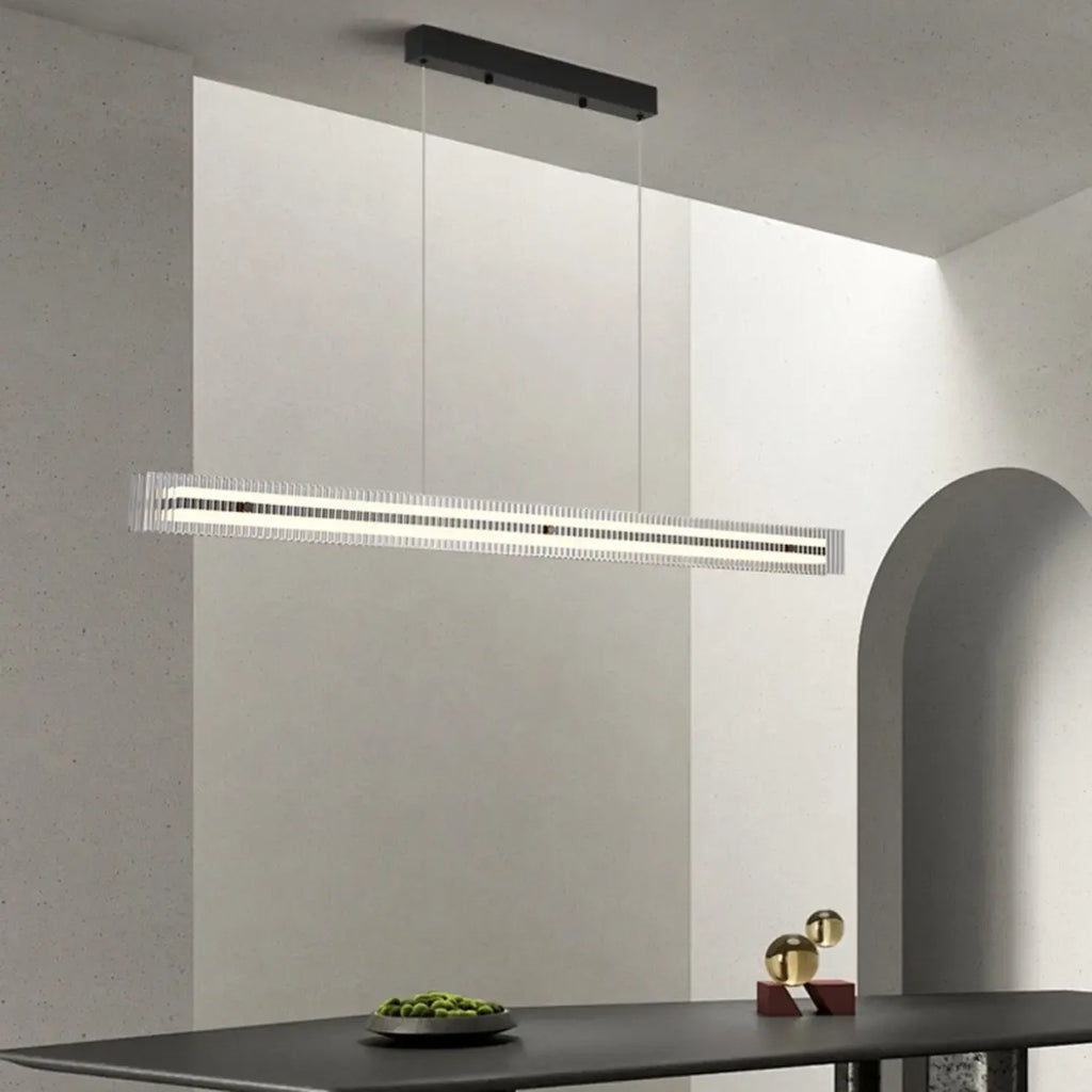 Modern Linear Black LED Hanging Pendant Lights for Kitchen