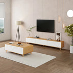 Modern Wood TV Stand with Drawers and Cable Management