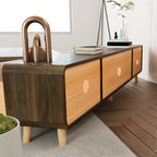 Modern Wood TV Stand with Drawers and Cable Management