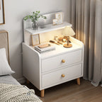 Modern Wooden Three-layer Bedside Table with Lamp Shelf