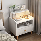 Modern Wooden Three-layer Bedside Table with Lamp Shelf
