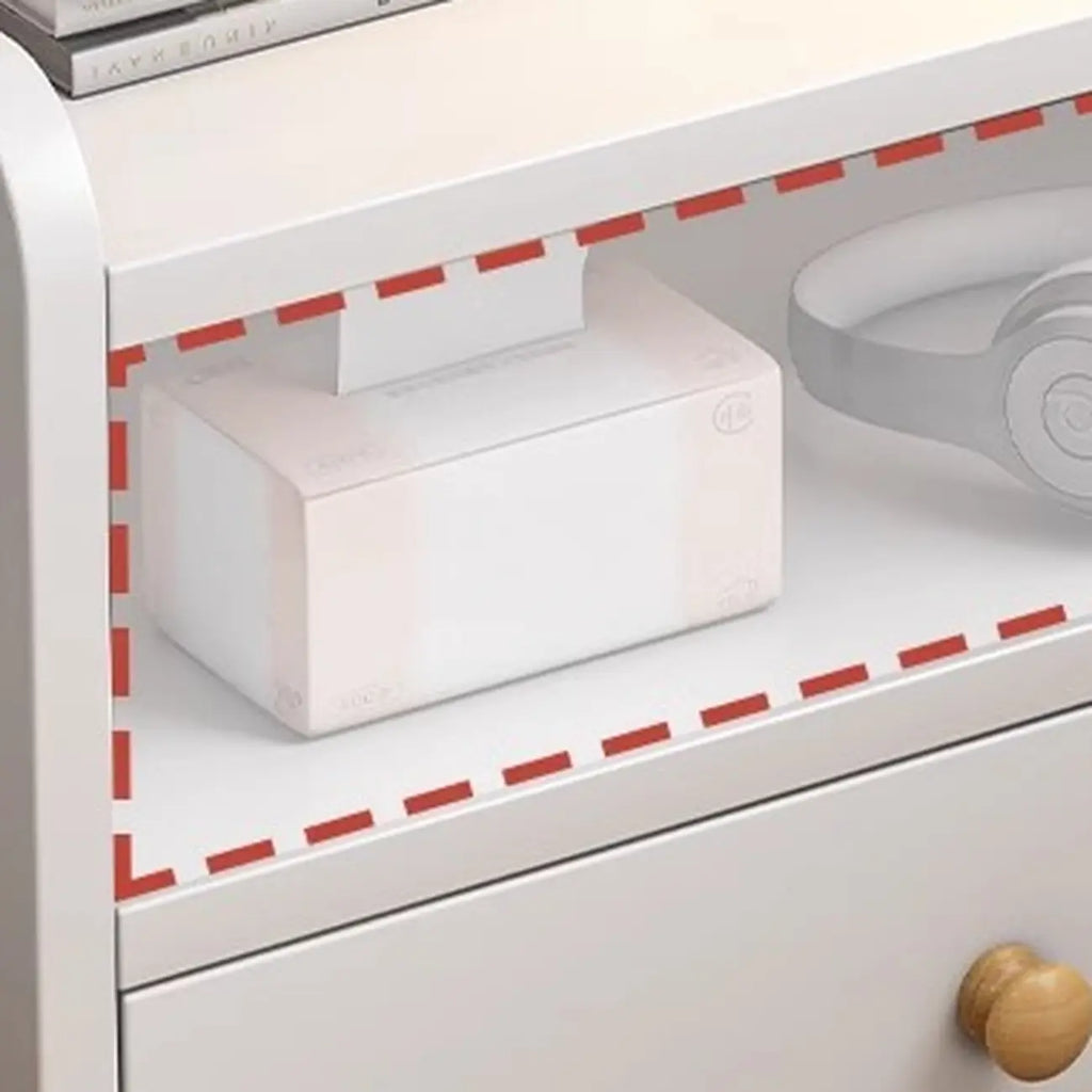 Modern Wooden Three-layer Bedside Table with Lamp Shelf