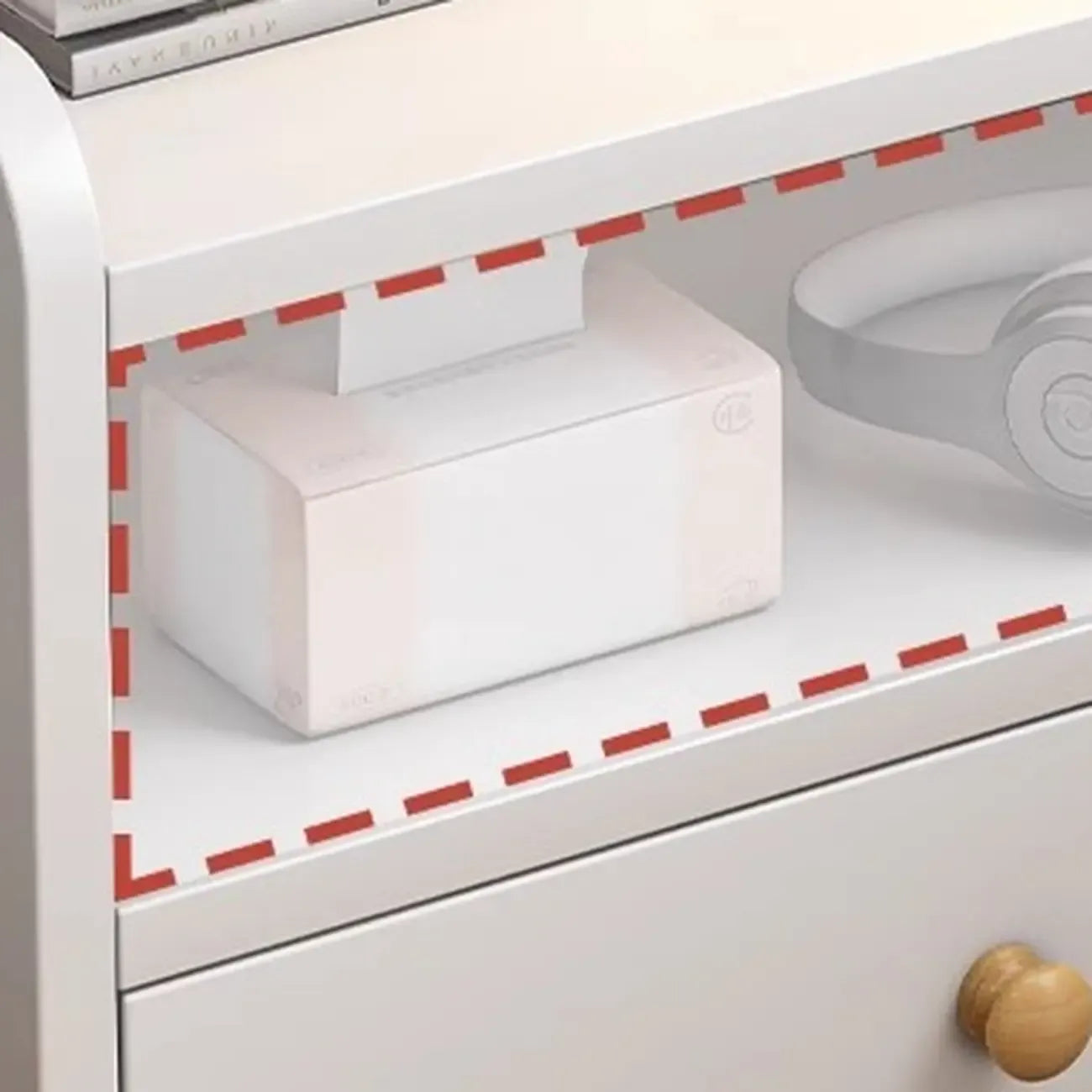 Modern Wooden Three-layer Bedside Table with Lamp Shelf