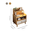 Modern Wooden Three-layer Bedside Table with Lamp Shelf