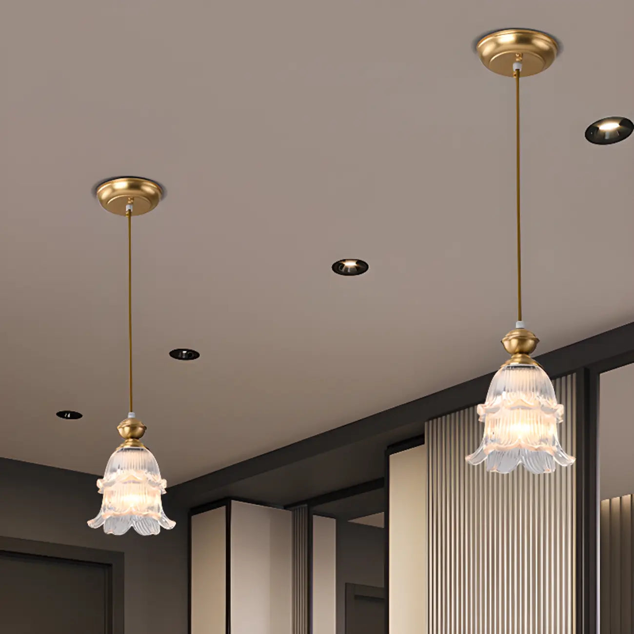 Indoor Clear Glass Pendant Lights Fixture with Adjustable Height