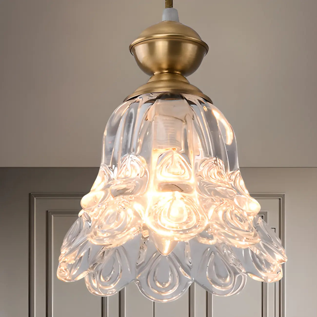 Indoor Clear Glass Pendant Lights Fixture with Adjustable Height