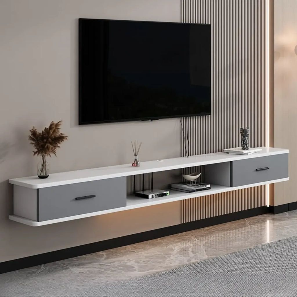 Modern Wall-Mounted Wooden TV Stand with Storage