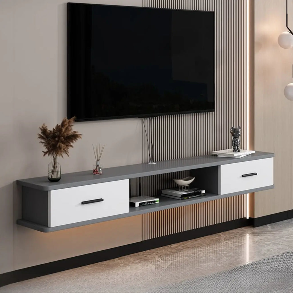 Modern Wall-Mounted Wooden TV Stand with Storage