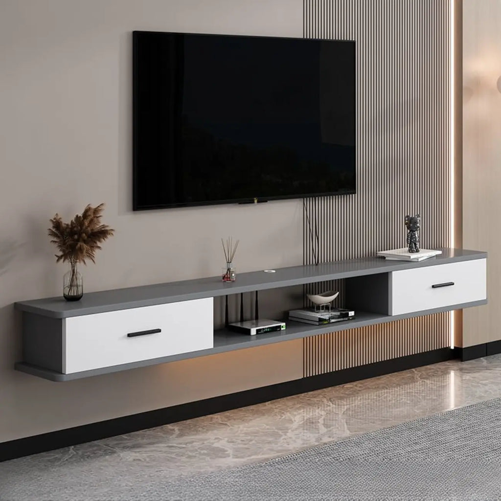 Modern Wall-Mounted Wooden TV Stand with Storage