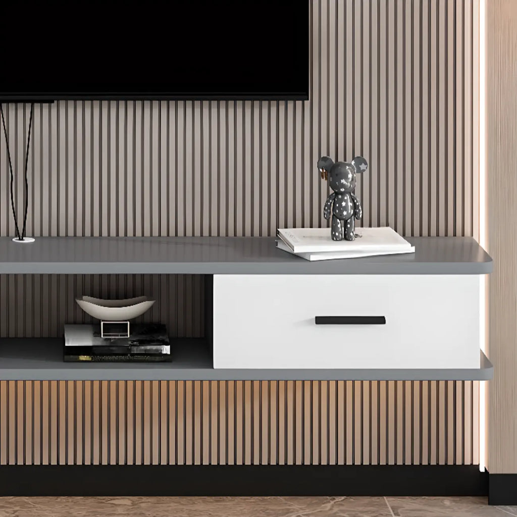 Modern Wall-Mounted Wooden TV Stand with Storage