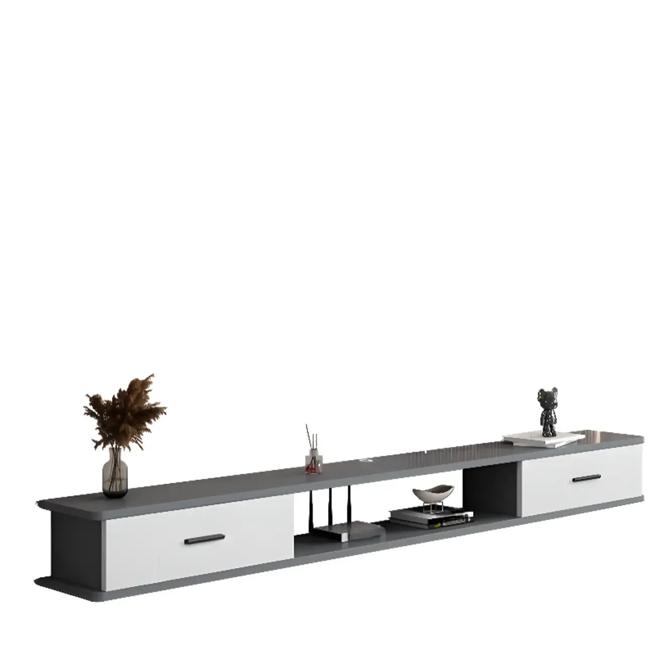 Modern Wall-Mounted Wooden TV Stand with Storage