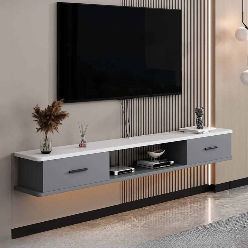 Modern Wall-Mounted Wooden TV Stand with Storage