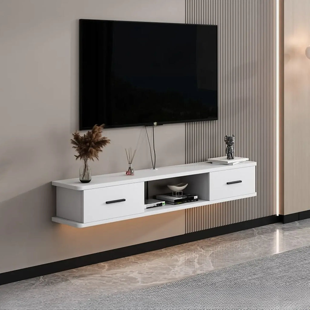 Modern Wall-Mounted Wooden TV Stand with Storage