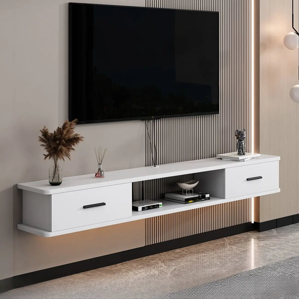 Modern Wall-Mounted Wooden TV Stand with Storage