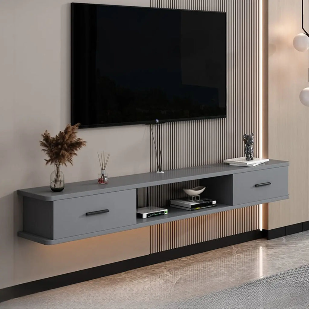 Modern Wall-Mounted Wooden TV Stand with Storage