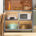 Modern Steel Multi-Shelf Sideboard with Pegboard Back