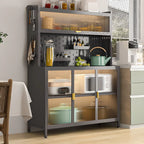 Modern Steel Multi-Shelf Sideboard with Pegboard Back