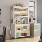 Modern Steel Multi-Shelf Sideboard with Pegboard Back